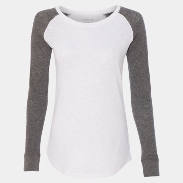 Women’s Preppy Patch Slub Long Sleeve T-Shirt Thumbnail