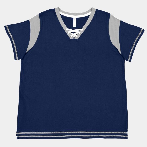 Women's Curvy Lace Up Fine Jersey Tee Thumbnail