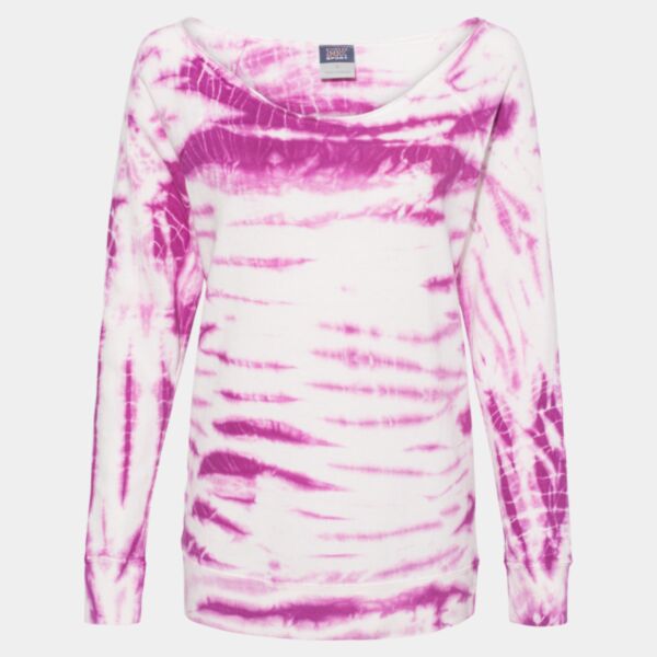 Women's French Terry Off-the-Shoulder Tie-Dyed Sweatshirt Thumbnail