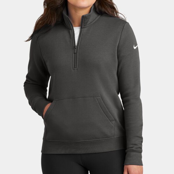 Ladies Club Fleece Sleeve Swoosh 1/2 Zip Thumbnail